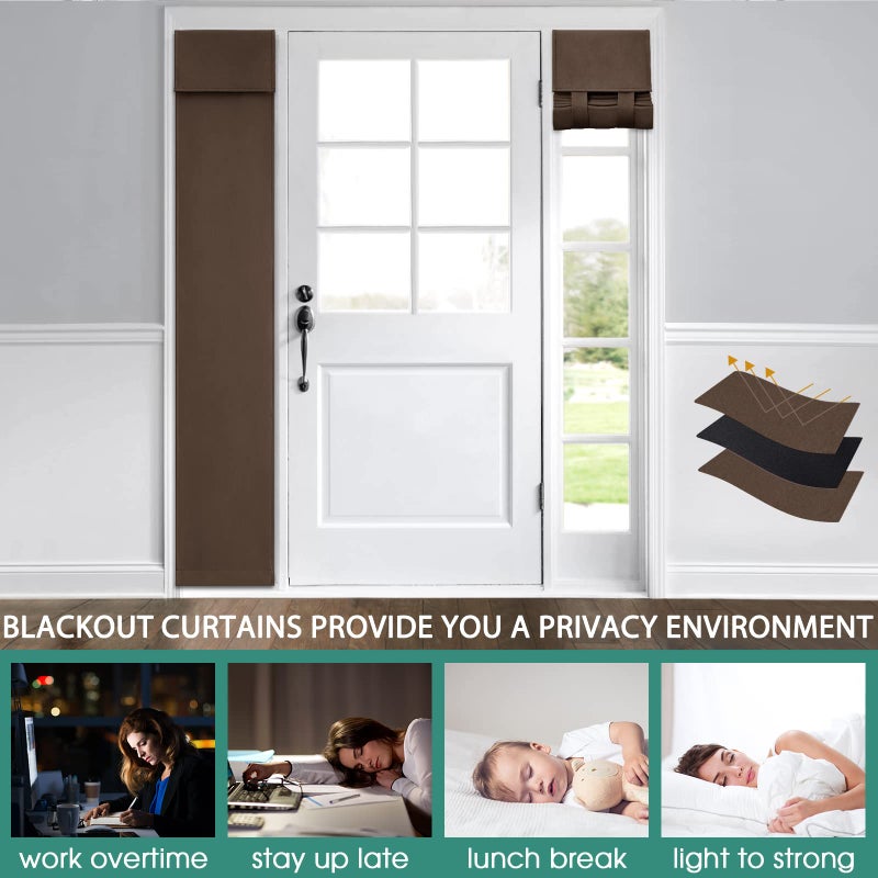 HOMEIDEAS HOMEIDEAS Side Door Window Curtains  Front Door Curtains for Small Window  Privacy Door Shades for Sidelight Curtains  Thermal Insulated Door Side Window Covering  Chocolate  1 Panel  W12 X L68 - Image 5