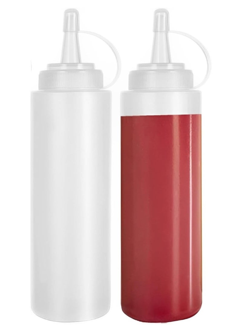 LIMITLESS 2PC Squeeze Condiment Bottles with Twist On Cap Lids, 200ML Multipurpose Squirt Bottles, Dispensing Bottles for Sauce, BBQ, Paint, and Olive Oil  - Image 1