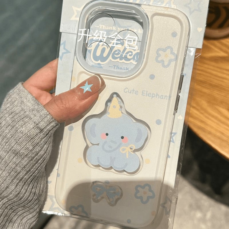 Yellow Hat Blue Elephant Suitable for Apple 15Promax Mobile Phone Case Iphone16 Niche 14 Soft 13 Anti-Fall 17 Cartoon - Image 3