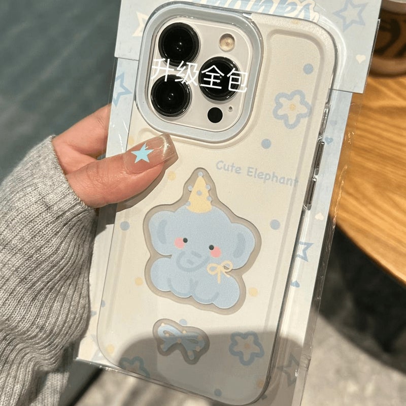 Yellow Hat Blue Elephant Suitable for Apple 15Promax Mobile Phone Case Iphone16 Niche 14 Soft 13 Anti-Fall 17 Cartoon - Image 4