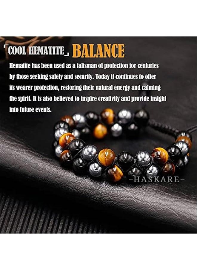 Generic Triple Protection Bracelet, Tiger Eye Obsidian and Hematite 8mm Bead Bracelet for Men and Women, Crystal Jewelry Stone Bracelet  - Image 2