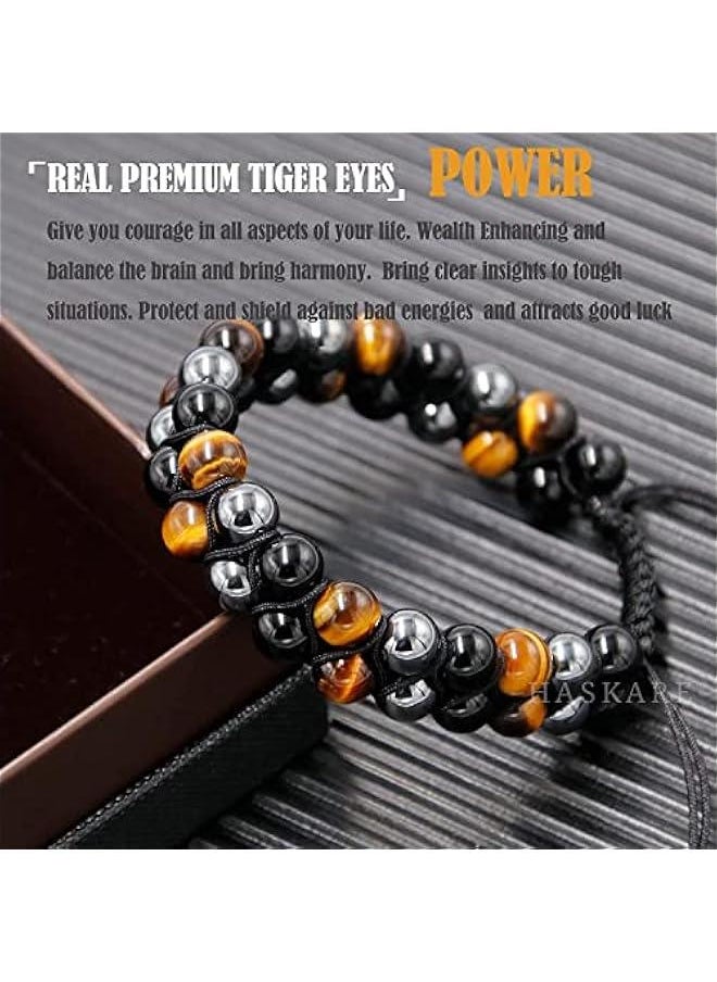 Generic Triple Protection Bracelet, Tiger Eye Obsidian and Hematite 8mm Bead Bracelet for Men and Women, Crystal Jewelry Stone Bracelet  - Image 3