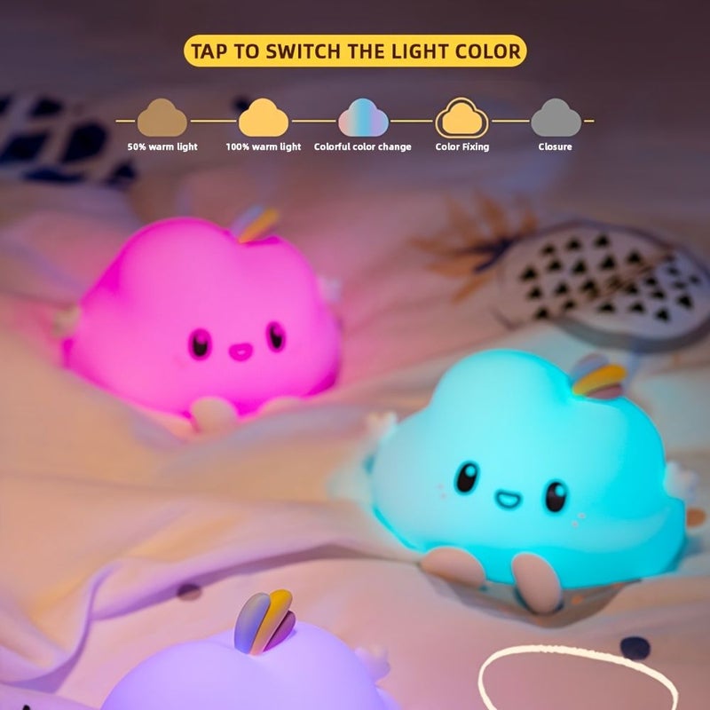 Cute Clouds RGB Color Changing Rechargeable Touch Sensitive Night Light Holiday Room Decor Gift - Image 5