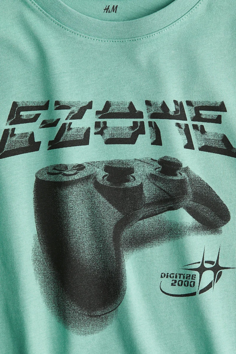 اتش اند ام Printed cotton T-shirt
