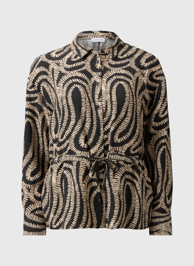 ماتلان Black Abstract Channel Waist Shirt