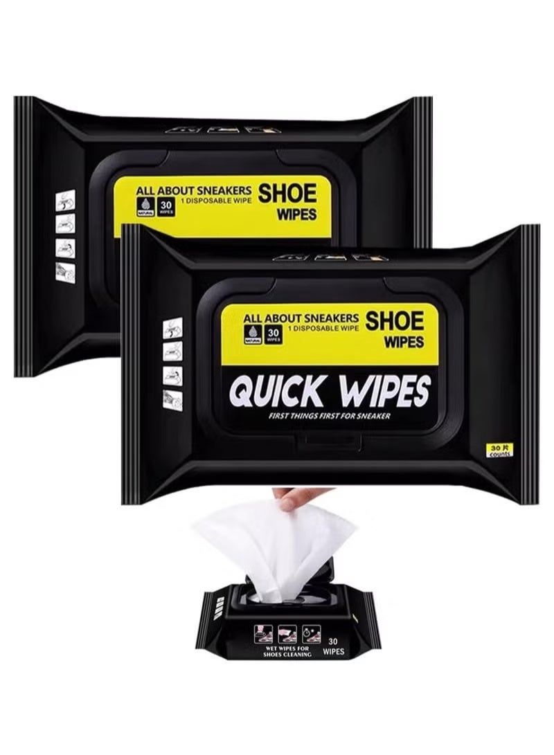YSHH trading 2-Pack Shoe Sneaker Cleaning Wipes 30 Pcs Each- Quick Wipes Disposable For Travel Removes Dirt, Dust & Stains Instantly | Shoe Cleaner Wipes - Image 1