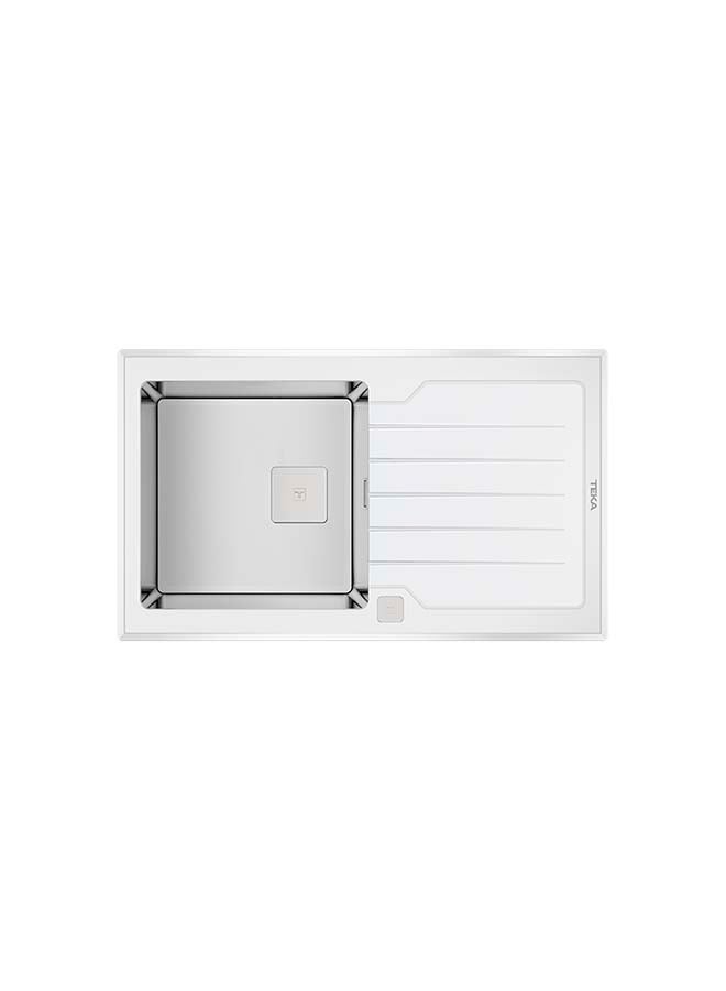 TEKA Diamond Rs15 1B 1D 86 Auto Inset Glass 1 Bowl Sink With One Bowl And One Drainer Silver 200x510x860mmmm - Image 1