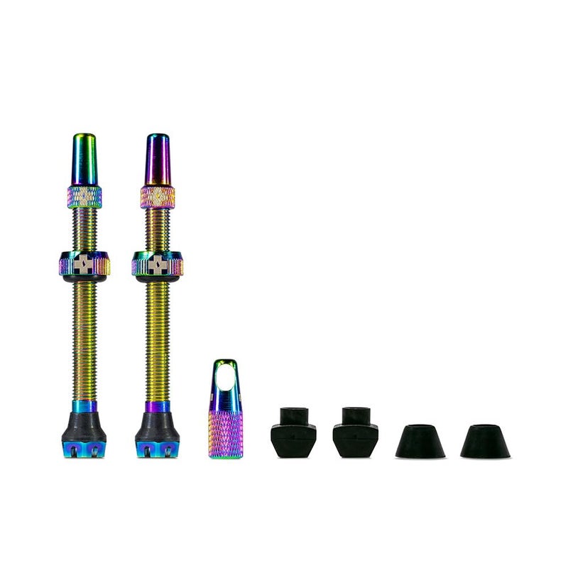 Muc Off صمامات موك-أوف بدون أنبوب V2، قوس قزح 44 مم - أغطية غبار للدراجات مع أداة إزالة قلب الصمام - أغطية صمامات بريستا للدراجات بدون أنبوب MTB/طريق/حصى - Image 1