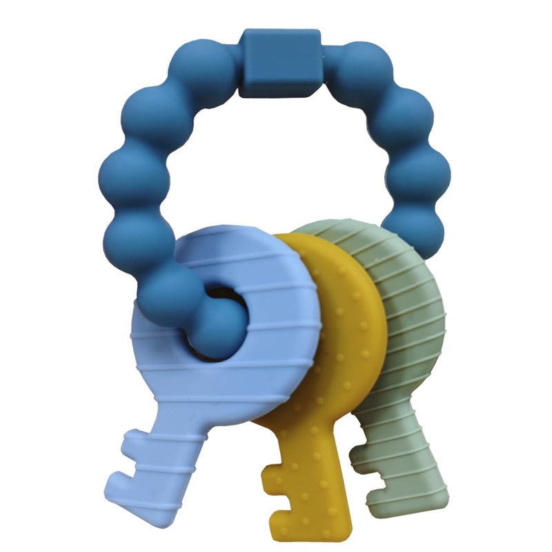 Baby Keys Teether ToysSilicone Teething Toys for 3 MonthsTeething Keys Toy for InfantsSoft Raised Texture to Soothe GumsBPA Free Deep Blue
