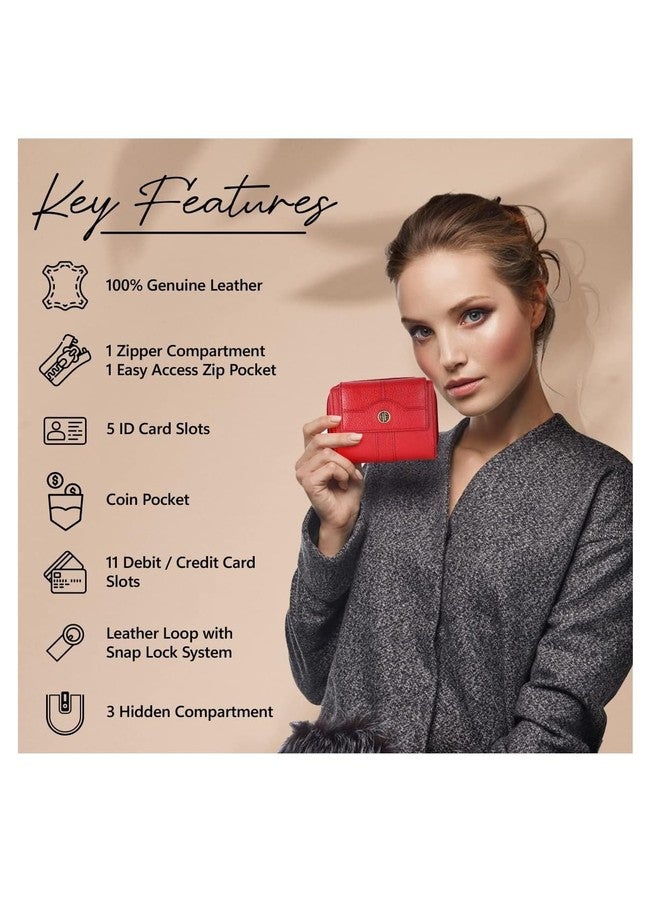 HAMMONDS FLYCATCHER Leather Ladies Wallet for Woman with 14 Card Slots - Clutch Purse for Women, Ladies Wallet for Women Stylish, Ladies Purse for Women Wallet, Gift for Womens - Red - Image 4