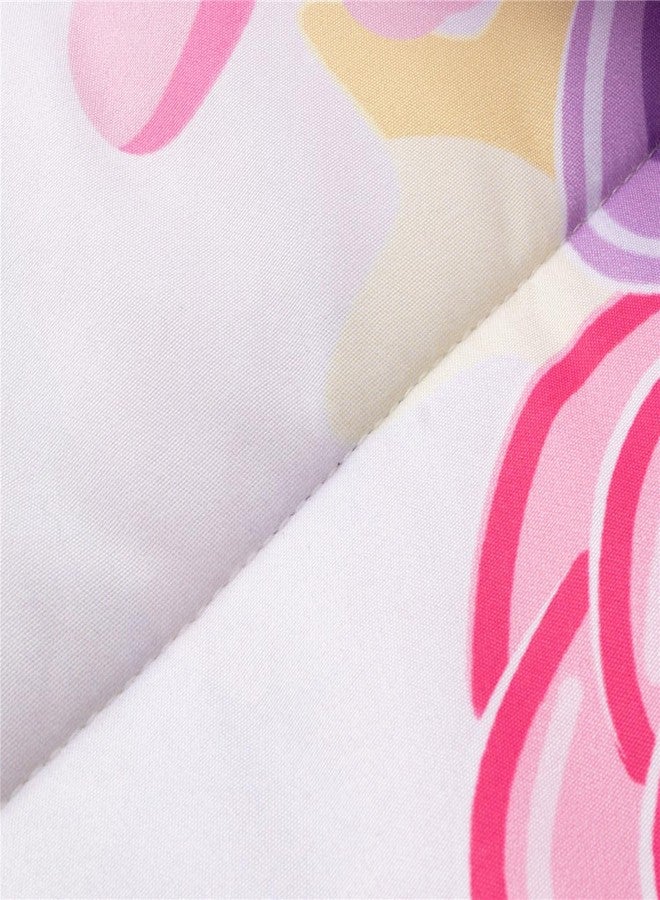 NTBED طقم مفروشات سرير بسحاب مطبوع عليه يونيكورن من NTBED، مقاس مفرد، للأطفال البنات، خفيف الوزن، مصنوع من الألياف الدقيقة، طقم لحاف مزين بنقشة زهور وقوس قزح، مع ملاءة مثبتة وأغطية وسائد، أزرق بنفسجي - Image 4