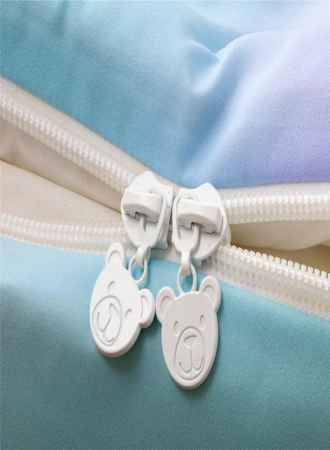 NTBED طقم مفروشات سرير بسحاب مطبوع عليه يونيكورن من NTBED، مقاس مفرد، للأطفال البنات، خفيف الوزن، مصنوع من الألياف الدقيقة، طقم لحاف مزين بنقشة زهور وقوس قزح، مع ملاءة مثبتة وأغطية وسائد، أزرق بنفسجي - Image 5