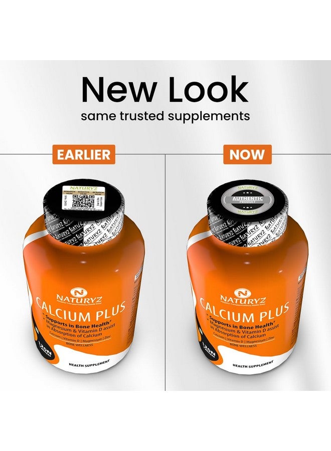 Naturyz Calcium Plus with Calcium Citrate, Vitamin D, Magnesium and Zinc Ideal Supplement for Bone Health & Joint Support of Men & Women - 120 Tablets - Image 3
