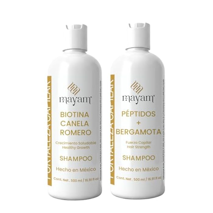 Mayam Beauty Shampoo Duo – Biotin + Cinnamon + Rosemary & Peptides + Bergamot (2 x 500ml) | Sulfate-Free Set for Stronger, Shinier Hair | For All Hair Types | Made in Mexico - Image 1