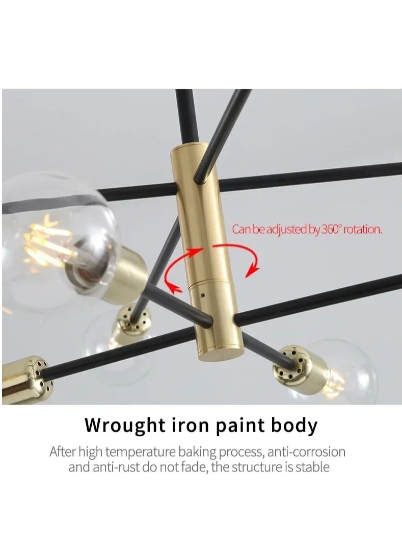 Beauenty 6 Head Modern Nordic Ceiling Pendant Light Chandelier Home Lighting Lamp for Bedroom Living Room, Bulbs not included - Image 2