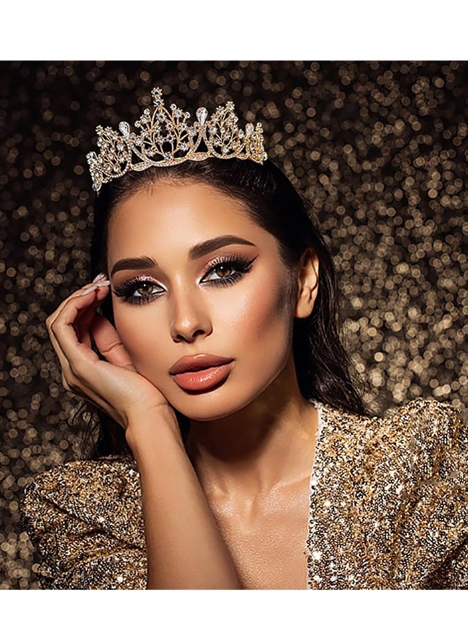 هابي دي تاج الأميرة الكريستالي لحفلة عيد الميلاد، تاج للرقص والزفاف، إكسسوارات شعر، عصابة رأس مرصعة بالألماس - Image 3