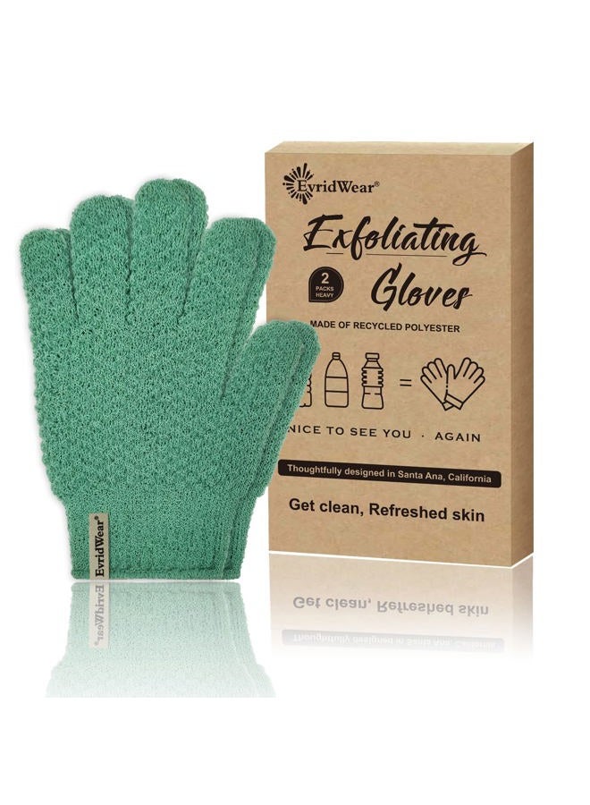 Evridwear Exfoliating Recycled Yarn Eco-Friendly Bath Gloves for Shower, Spa, Massage and Body Scrubs, Dead Skin Cell Remover, Ingrown Hair, Scratching, Gloves with Hanging Loop (1 Pair Heavy Glove)  - Image 1