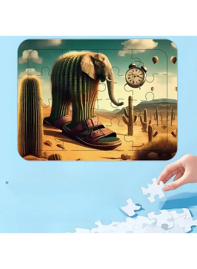 Prickly Pear Elephant 16 Slice Italian Brainrot Jigsaw Puzzle Family Game Home Decor - Image 1
