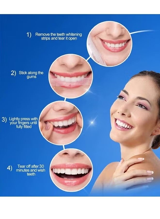 Dougez 5D White Teeth Whitening Strips Oral Hygiene Care Strip for false Teeth Dental Bleaching System Gel, Dental Whitening Strips, Teeth Whitening Strips Kit, for Coffee Soda Drinkers & Yellow Stains, 7 Sets - Image 5