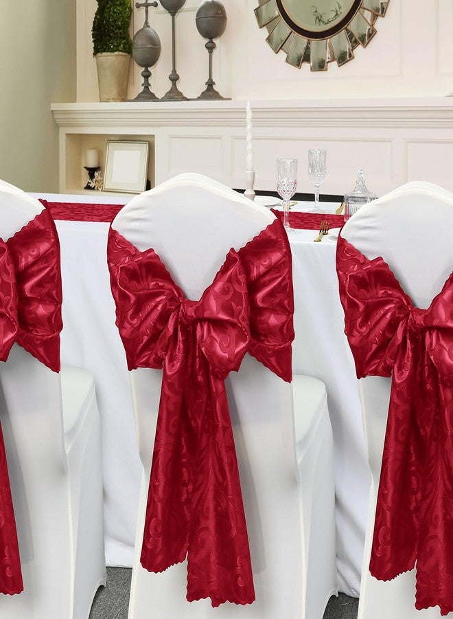 Eychei 2 Pack Red Satin Table Runner 12 x 108 Inch Long, Bright Smooth Damask Table Runner, Silky Jacquard Dinner Table Runner Decorations for Weddings, Banquet, Birthday Parties, Graduations - Image 5