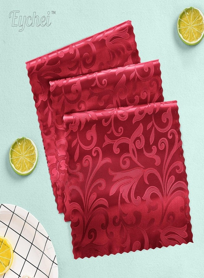 Eychei 2 Pack Red Satin Table Runner 12 x 108 Inch Long, Bright Smooth Damask Table Runner, Silky Jacquard Dinner Table Runner Decorations for Weddings, Banquet, Birthday Parties, Graduations - Image 2