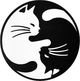 Papapatch Cat Yin Yang Kung Fu Chinese Tao Balance Sign Vinyl Window Laptop Wall Decor Decal Sticker (STK-CAT-YIN-YANG) - Image 1