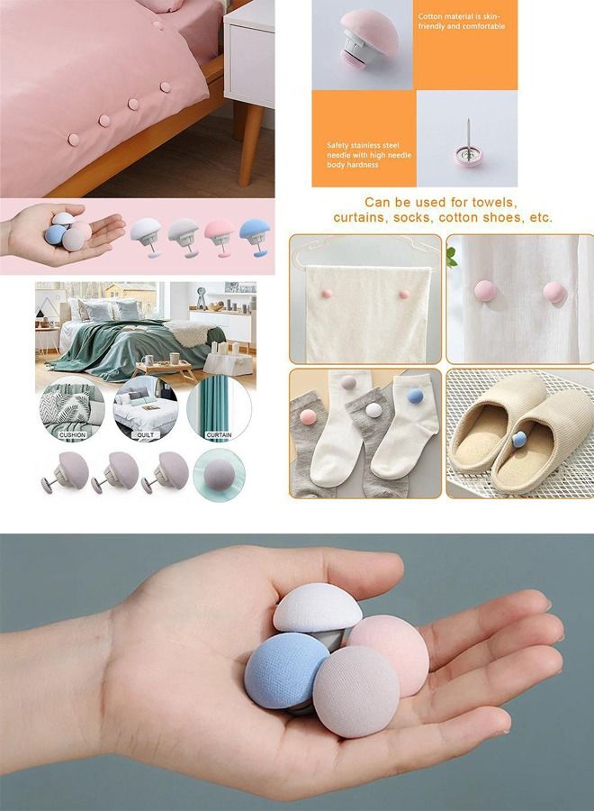 16 قطعة مشابك تثبيت على شكل فطر للبطانيات وملاءة السرير والستائر والجوارب وأغطية المرتبة (وردي ، أزرق) - Image 2