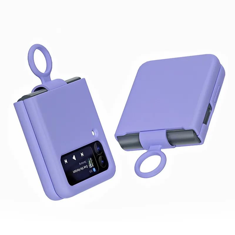 Valente Premium Silicone Case Cover with Ring for Galaxy Z Flip 4 (Purple) - Image 1