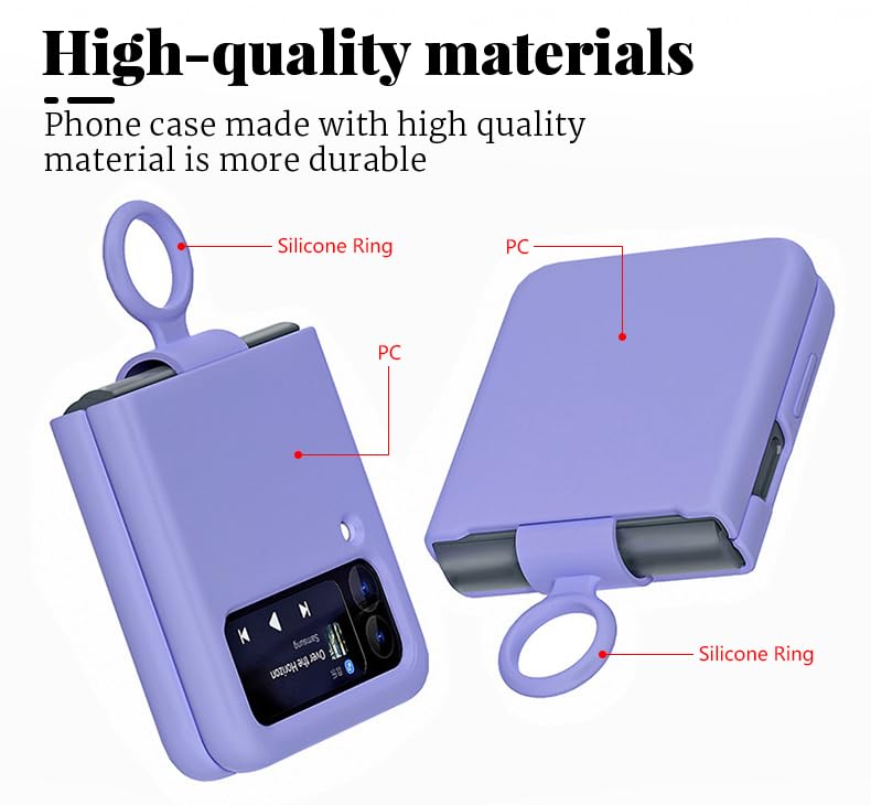 Valente Premium Silicone Case Cover with Ring for Galaxy Z Flip 4 (Purple) - Image 4