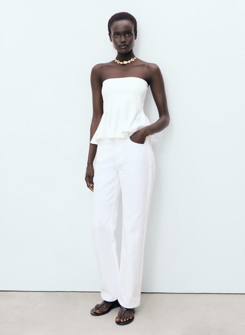 MANGO Strapless Peplum Top  - Image 5