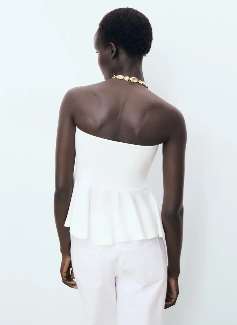 مانجو Strapless Peplum Top