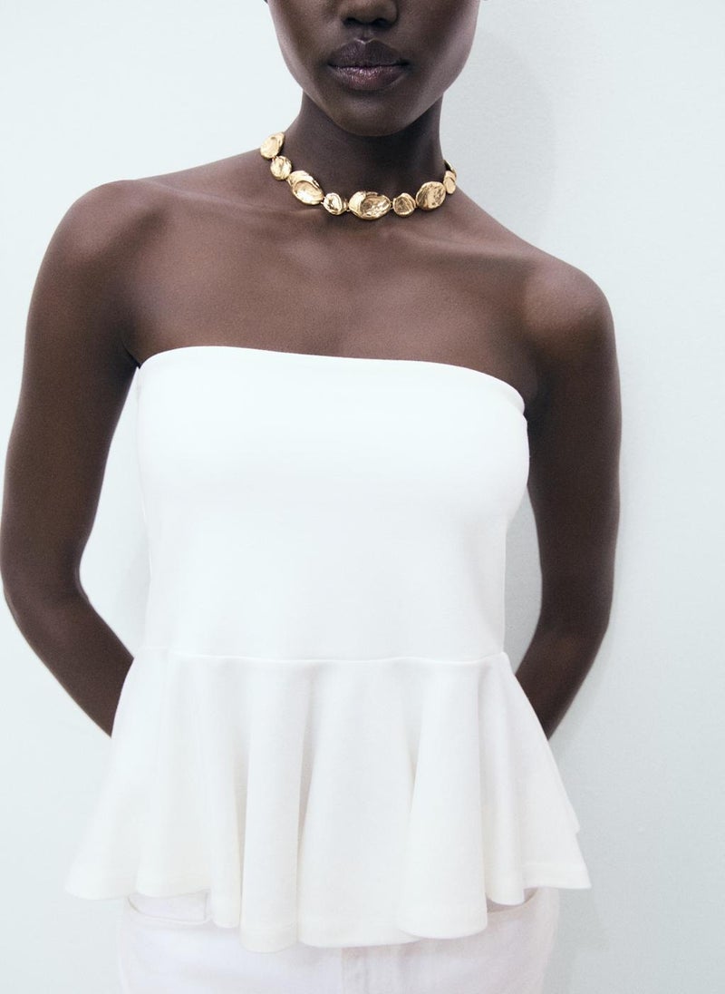MANGO Strapless Peplum Top  - Image 1