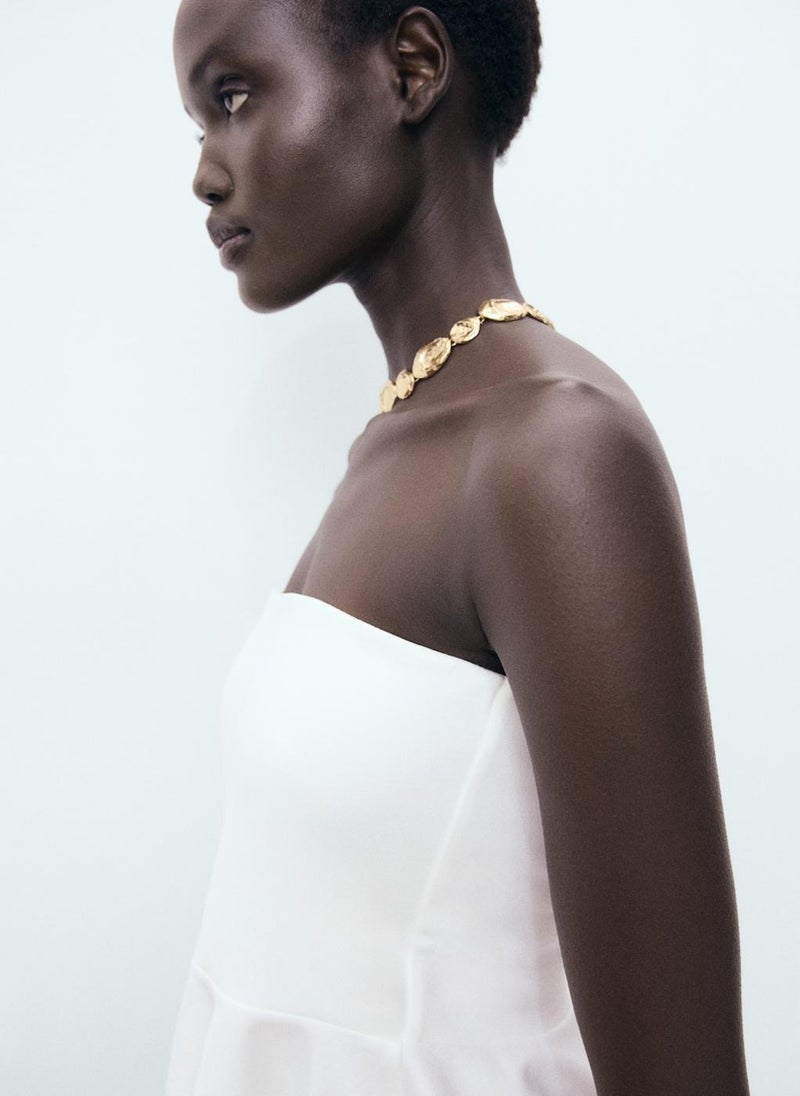 MANGO Strapless Peplum Top  - Image 4