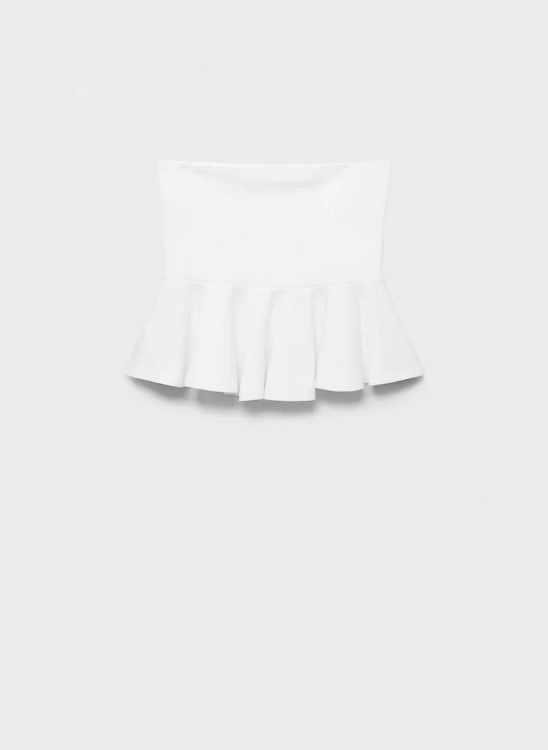 MANGO Strapless Peplum Top