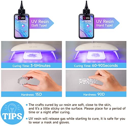 LET'S RESIN راتنج UV نوع ناعم، 100 جرام راتنج إبوكسي شفاف مرن وقابل للانحناء، مجموعة راتنج UV منخفضة الانكماش للحرف، صناعة المجوهرات، الزينة - Image 3