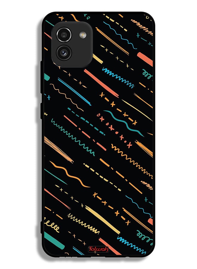 Tolwak Samsung Galaxy A03 Protective Case Cover X Lines Abstract Pattern - Image 1
