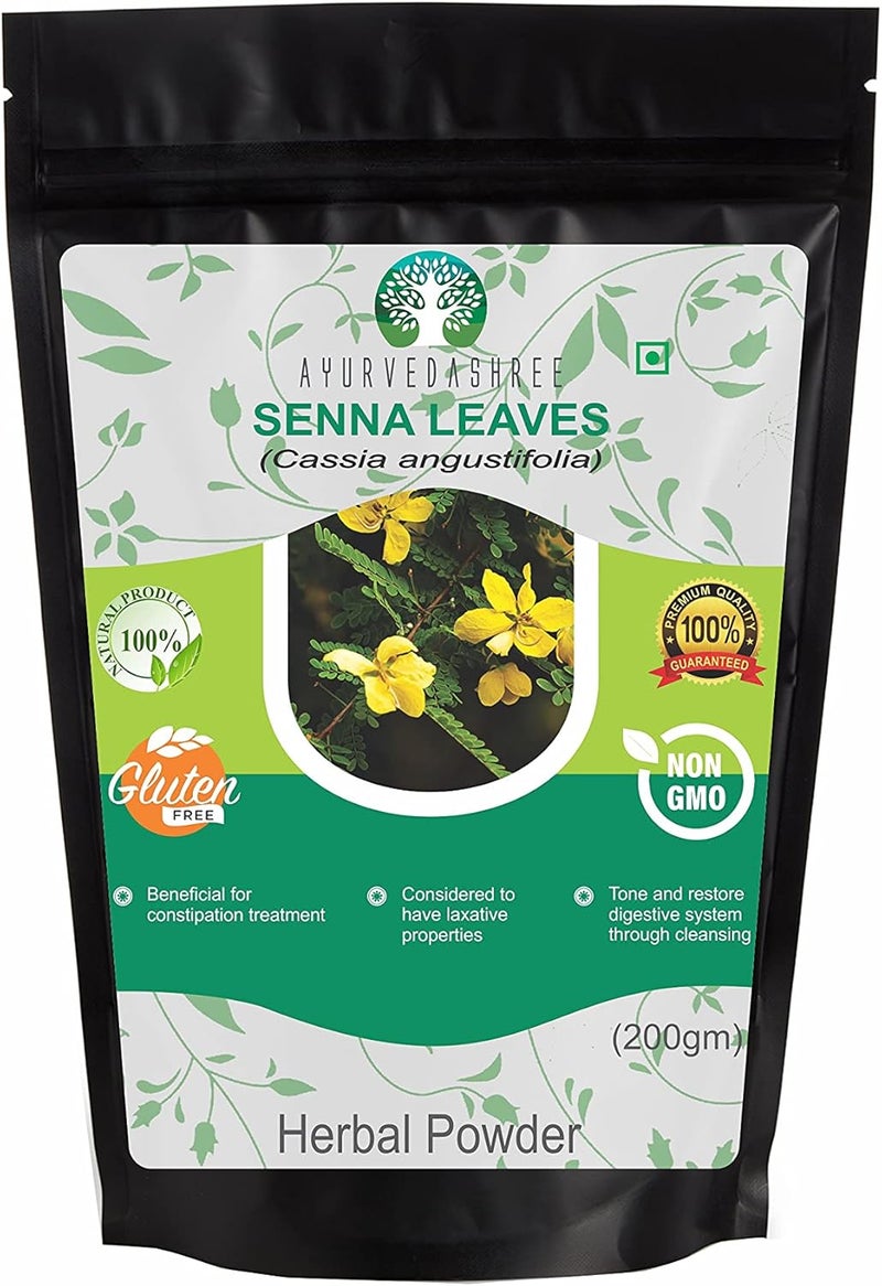 AYURVEDASHREE Senna Leaf Powder 200 Gm I Cassia angustifolia Powder I Ayurvedic Herbal Supplement to Support Digestive Function I 100% Pure & Natural