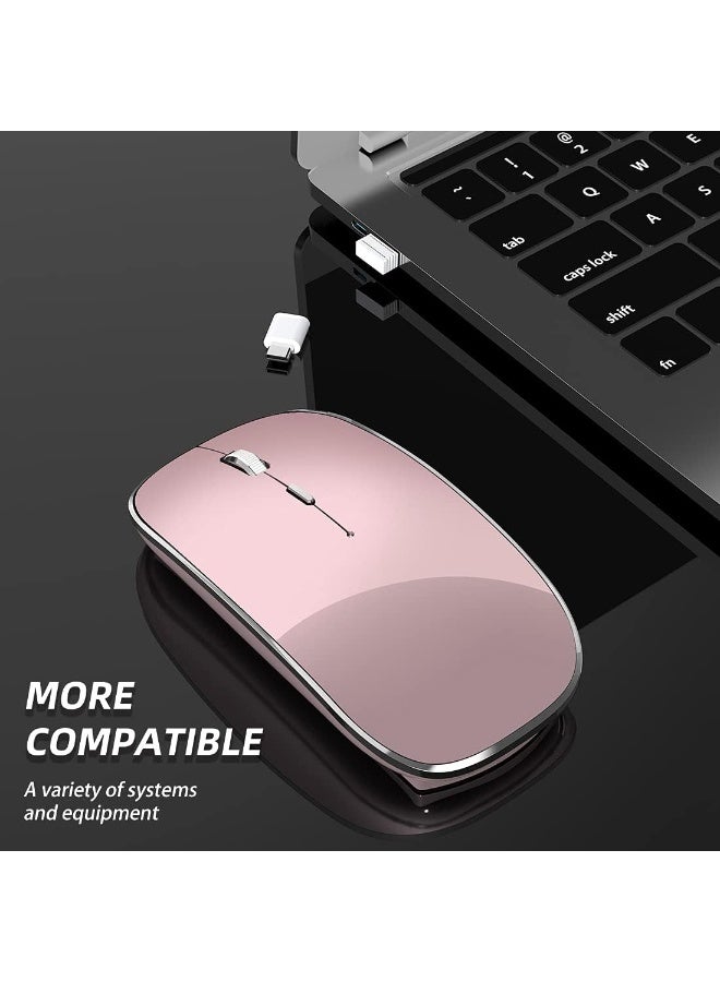 الماوس اللاسلكي قابل للشحن المحمول الصامت USB ونوع-C مزدوج الوضع 3 DPI قابل للتعديل للكمبيوتر المحمول، ماك، ماك بوك، أندرويد، الكمبيوتر الشخصي (Q23S الأسود) (الذهب الوردي) - Image 2