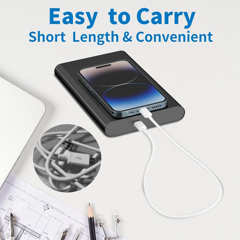 ايسبي كابلز [معتمد من Apple MFi] كابل USB-C إلى Lightning قصير، طول 8 بوصات، عبوة تحتوي على 2 كابلات، للشحن السريع ونقل البيانات، مناسب للآيفون 14/13/12/11 Pro، XS/XR/8/7، الآيباد، AirPods، وبنك الطاقة. - Image 5