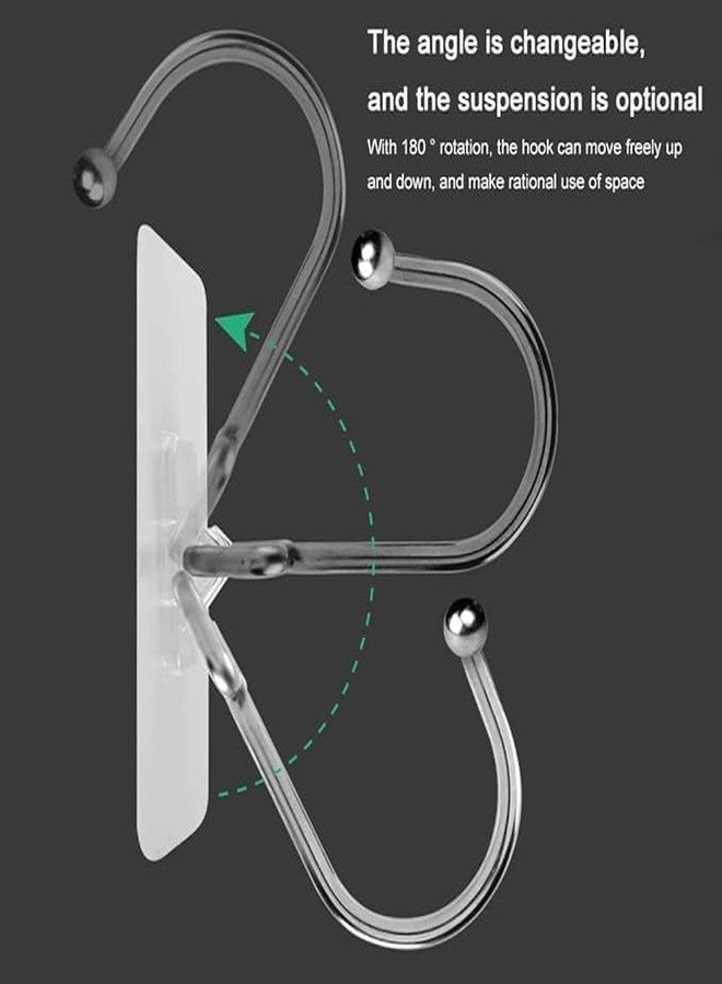 TEZURTH Self Adhesive Wall Hooks, PVC Waterproof Big Adhesive Heavy Duty Sticky Stainless Steel Hooks | Hanging Capacity 10KG Max (8 x 8 Single Hook - Pack of 2) - BZ3691 - Image 2