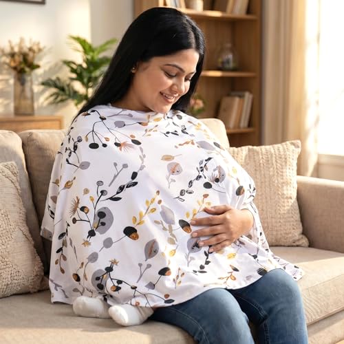 a baby cherry-Nursing Cover, Nursing Covers for Feeding Mom, Feeding Cover Breastfeeding Mother, Feeding Cover for Mom, Multi-Use, Breathable, 360 Full Privacy (Brown),1 Count - Image 1
