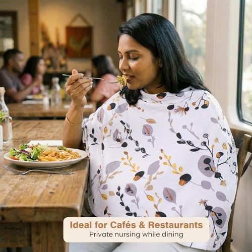 a baby cherry-Nursing Cover, Nursing Covers for Feeding Mom, Feeding Cover Breastfeeding Mother, Feeding Cover for Mom, Multi-Use, Breathable, 360 Full Privacy (Brown),1 Count - Image 4