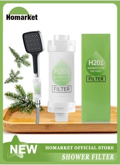 H201 Shower Head Filter - Vitamin C Shower Infuser , Hard Water Softener, Chlorine & Fluoride Shower Filter, Water Purifying Filtered Shower Head with Beads, Helps Dry Skin & Hair Loss (Pine Forest)  - Image 1