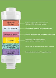 H201 Shower Head Filter - Vitamin C Shower Infuser , Hard Water Softener, Chlorine & Fluoride Shower Filter, Water Purifying Filtered Shower Head with Beads, Helps Dry Skin & Hair Loss (Pine Forest)  - Image 2