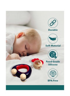 turtees Baby Rattles Toys Set For Babies Non Toxic Rattle Teether Set With Smooth Edges ; Newborn Baby Gift Products ; Baby Rattles Set For Newborn Infant Babies 