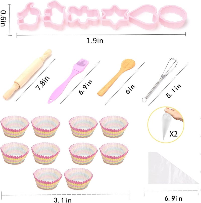joyzzz Cooking and Baking Set for Kids, 26PCS Toddler Chef Hat Apron Dress Up with Apron, Chef Hat, Mitt, Cookie Cutters and Utensil, Baking Kit for Boys and Girls Toddler Ages 3+ - Image 3