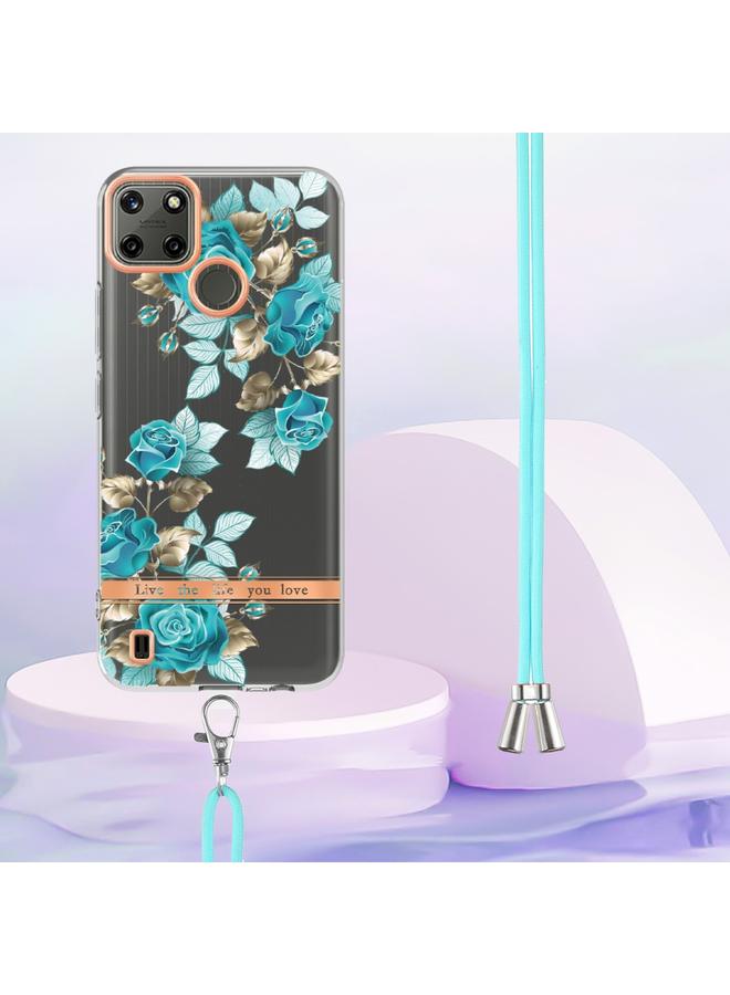 S-TOP Case For OPPO Realme C21Y Flowers Series TPU Phone Case with Lanyard - Image 3