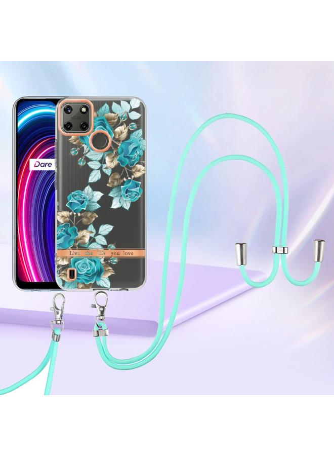 S-TOP Case For OPPO Realme C21Y Flowers Series TPU Phone Case with Lanyard - Image 2