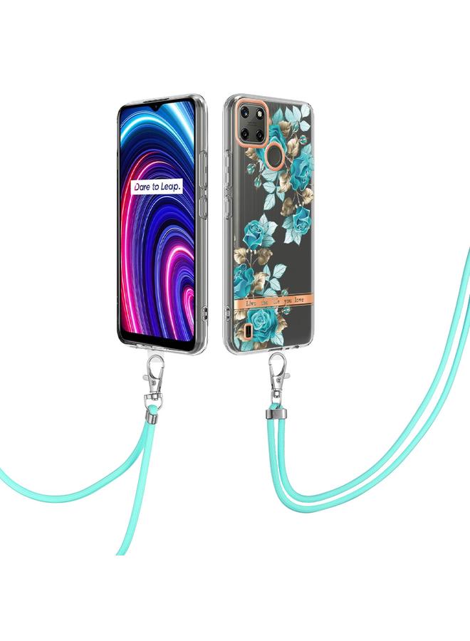 S-TOP Case For OPPO Realme C21Y Flowers Series TPU Phone Case with Lanyard - Image 1