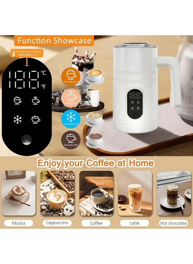 Rokis Electric Milk Frother, 5 in 1 Milk Steamer, Milk Heater with Temperature Control and LED Display, 350ML Automatic Milk Foamer Hot and Cold Foam for Coffee, Espresso, Latte, Hot Chocolate (White) - Image 2